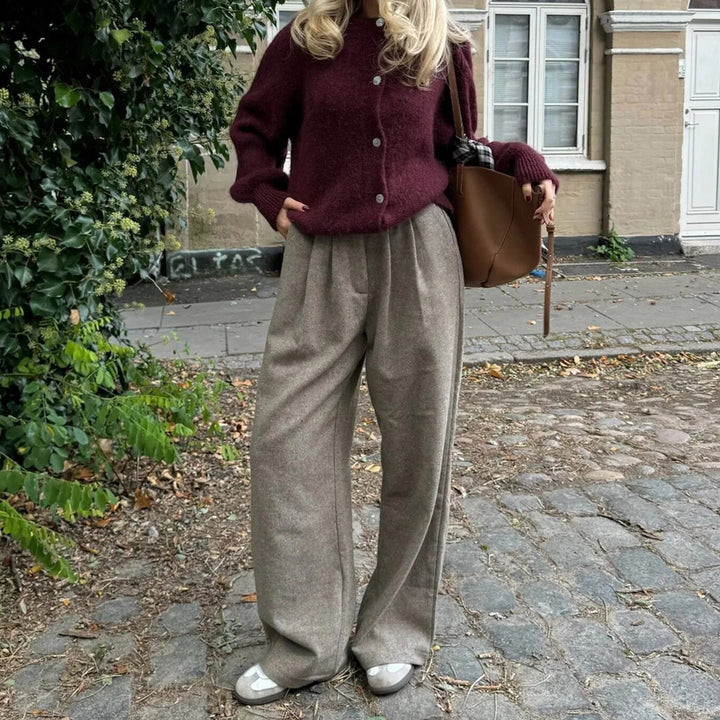 Oversized Fuzzy Knit Cardigan burgundy image 1 