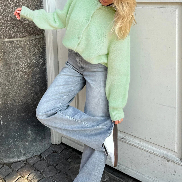 Oversized Fuzzy Knit Cardigan light green image 1 