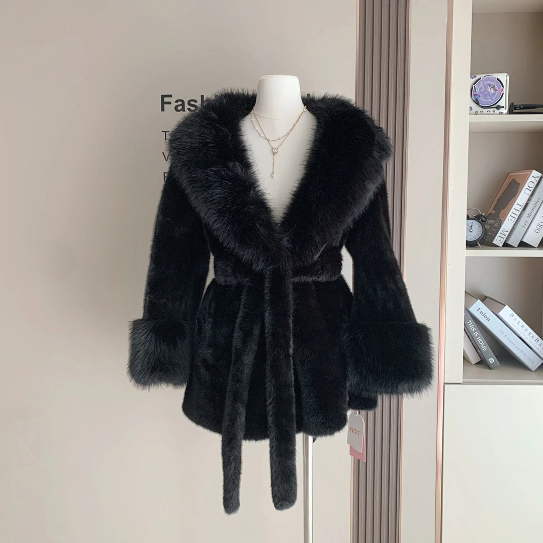 Faux Fur Trim Coat black image 8 
