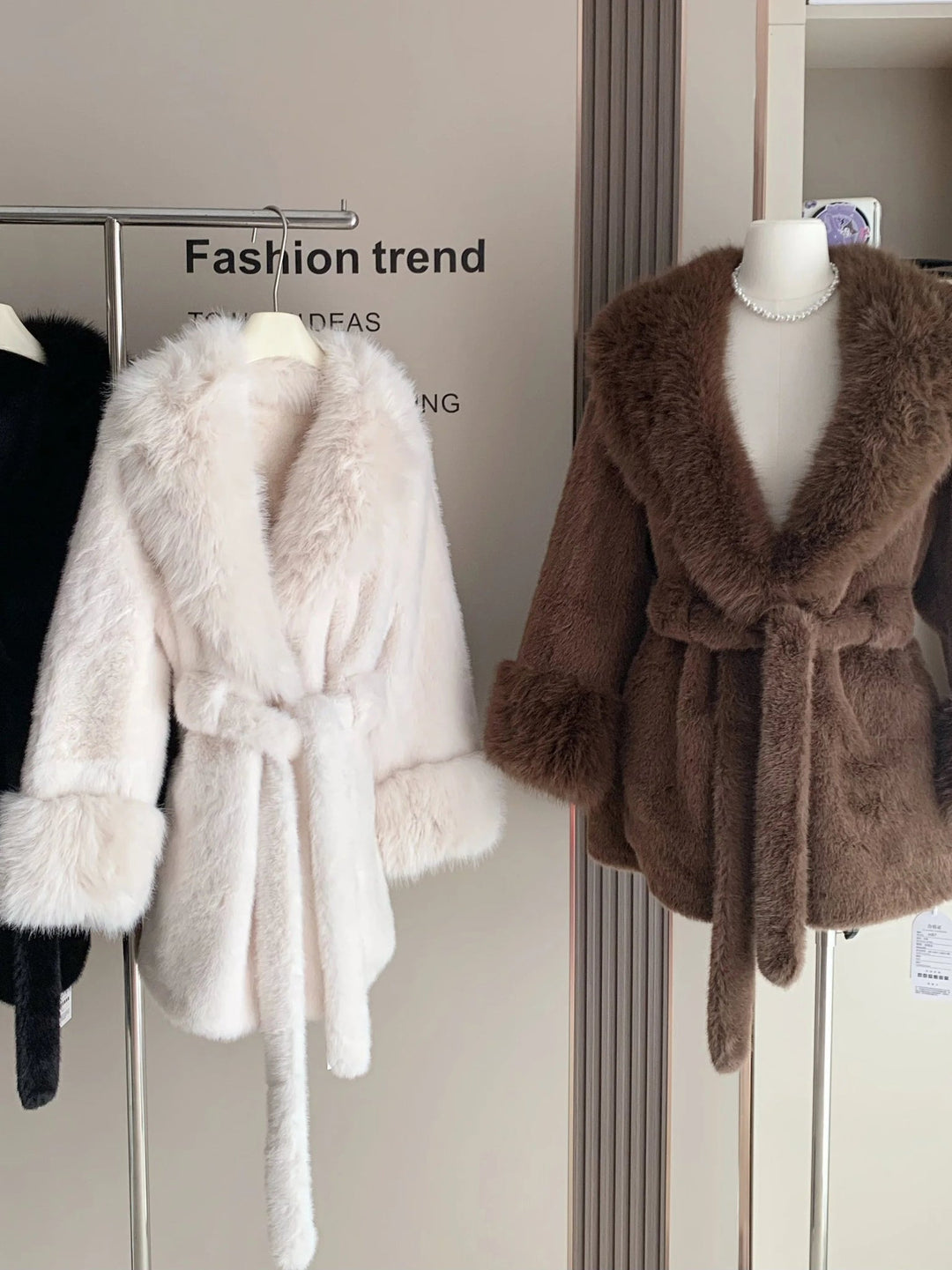 Faux Fur Trim Coat black image 7 