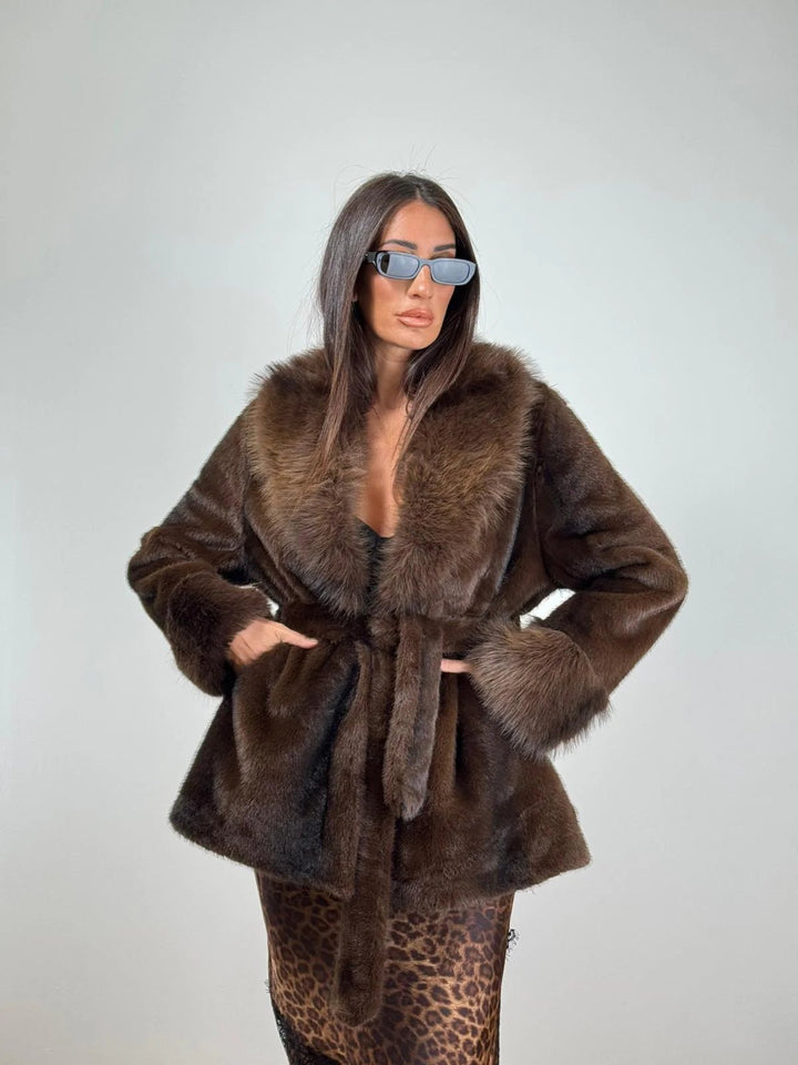 Yorkville Faux Fur Coat coffee image 5 