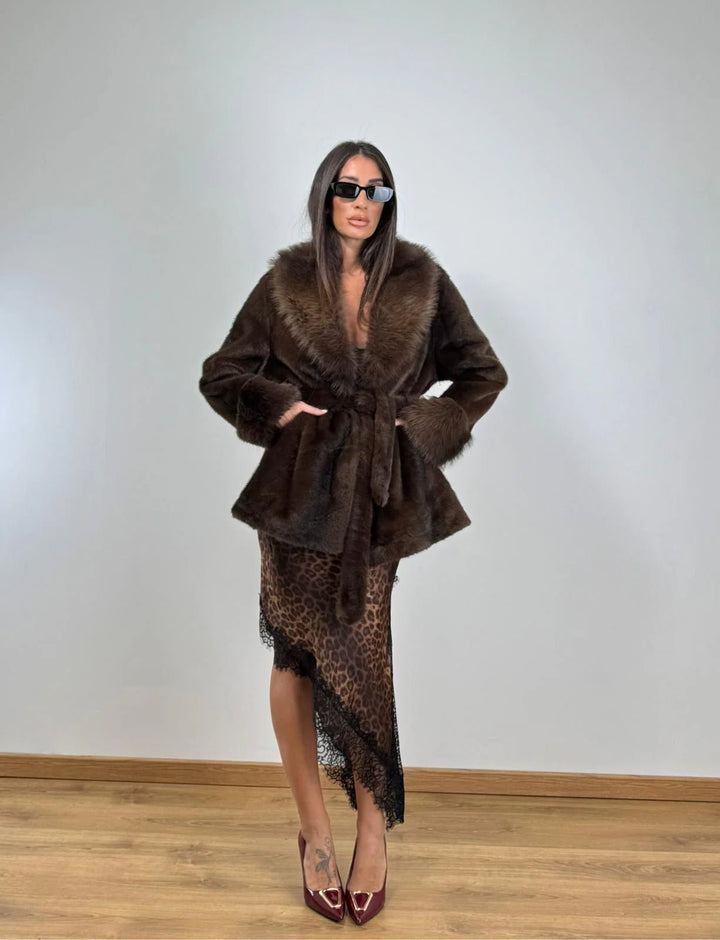 Yorkville Faux Fur Coat coffee image 9 