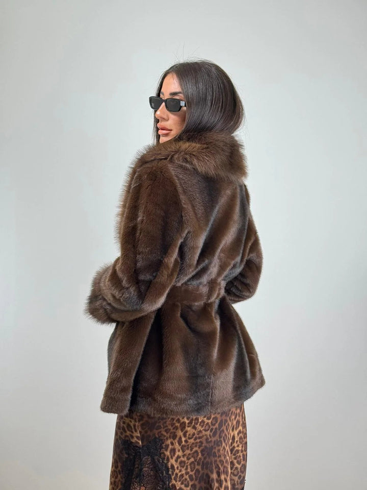 Yorkville Faux Fur Coat coffee image 8 