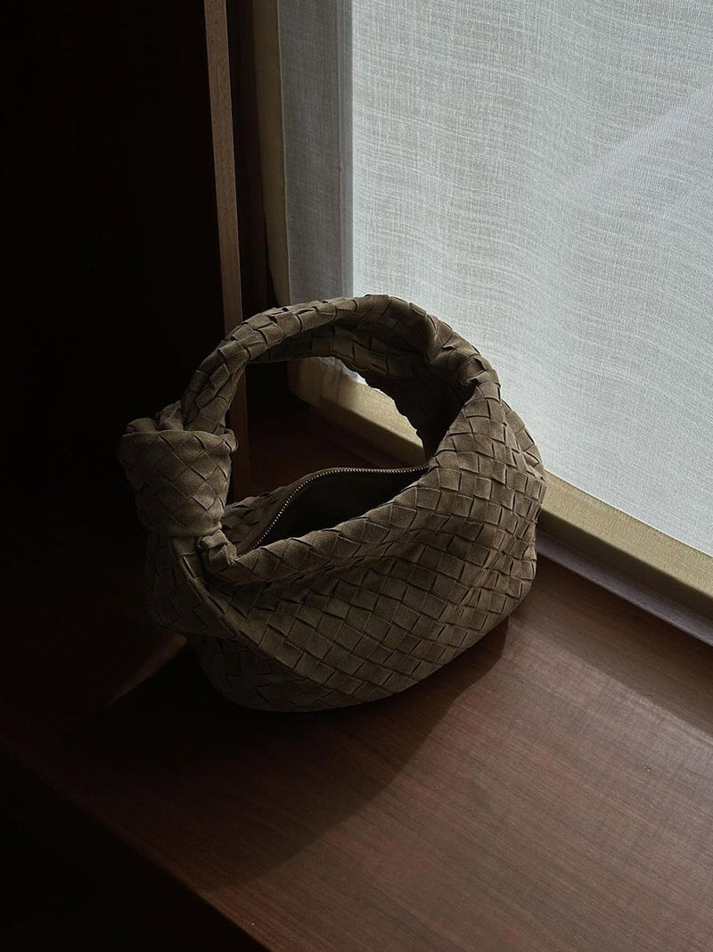 Medium Suede Woven Bag coffee image 17 