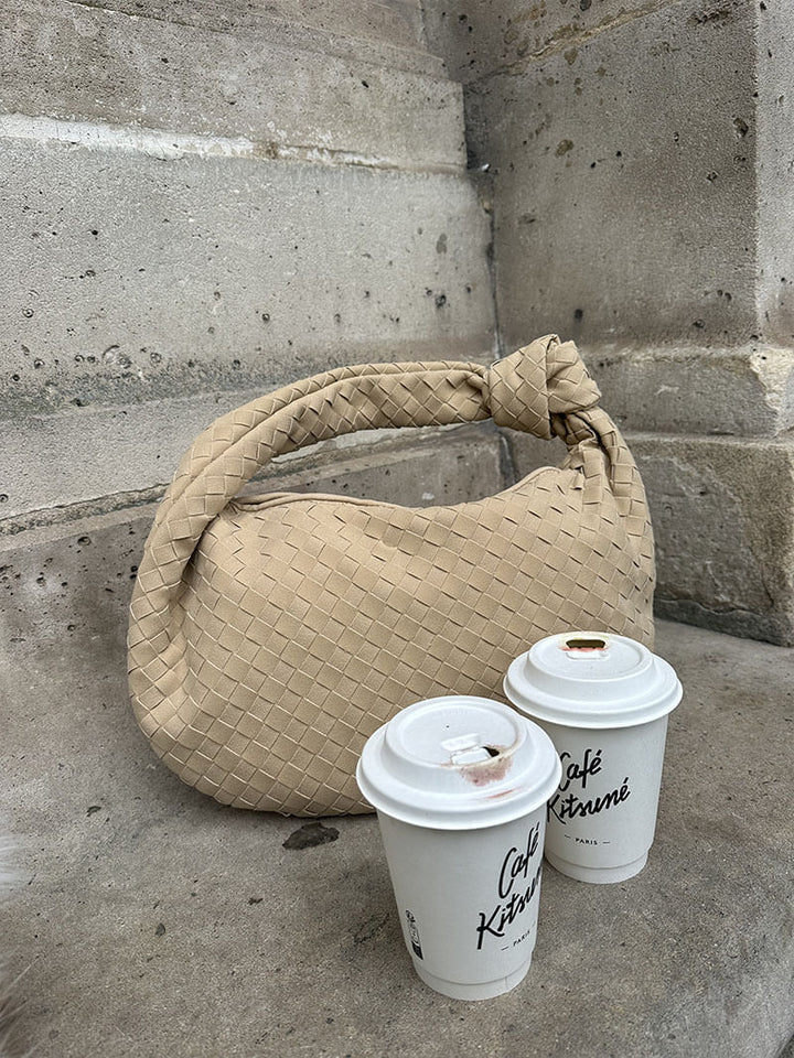 Medium Suede Woven Bag coffee image 5 