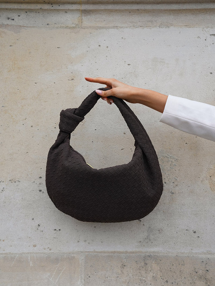 Medium Suede Woven Bag coffee image 4 