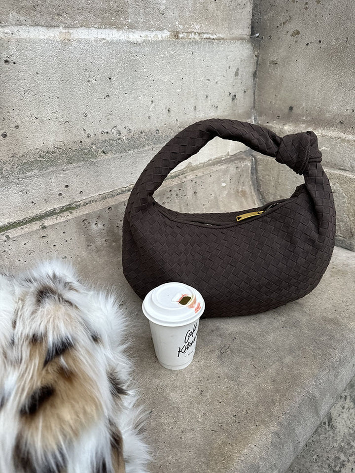 Medium Suede Woven Bag coffee image 6 