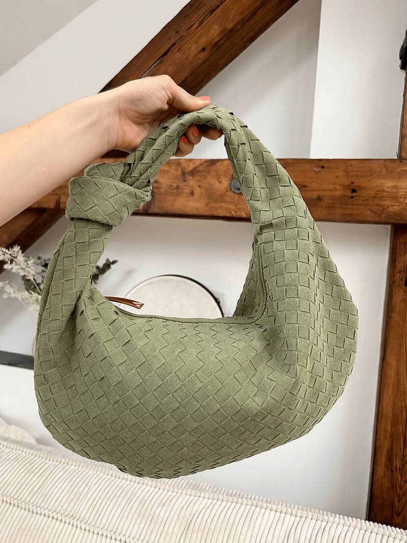 Medium Suede Woven Bag coffee image 12 