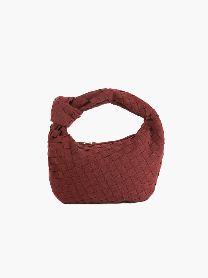Mini Suede Woven Handbag burgundy image 1 