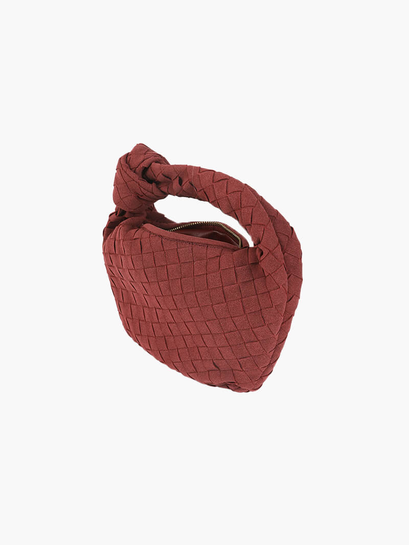 Mini Suede Woven Handbag burgundy image 2 