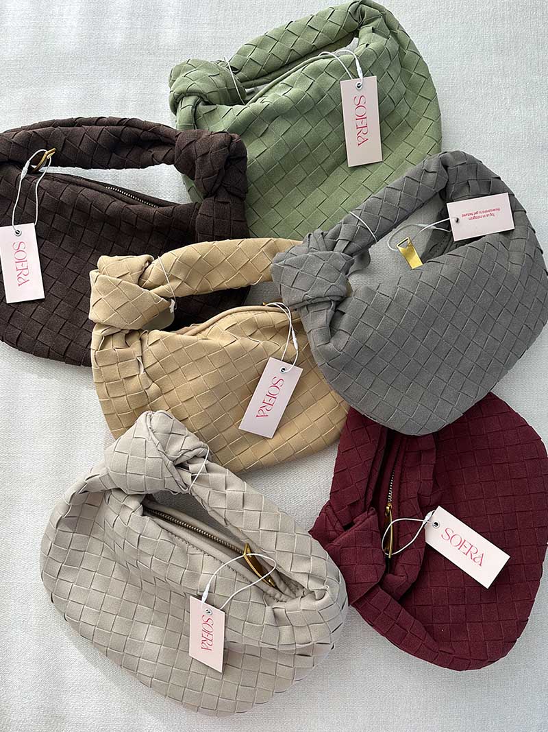 Mini Suede Woven Handbag grey image 4 