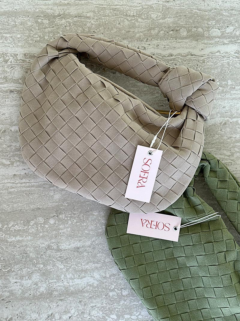 Mini Suede Woven Handbag grey image 7 