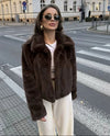Short Faux Fur Collared Coat
