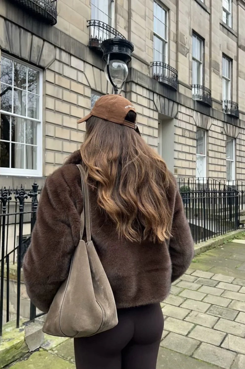 Short Faux Fur Collared Coat dark brown image 5 