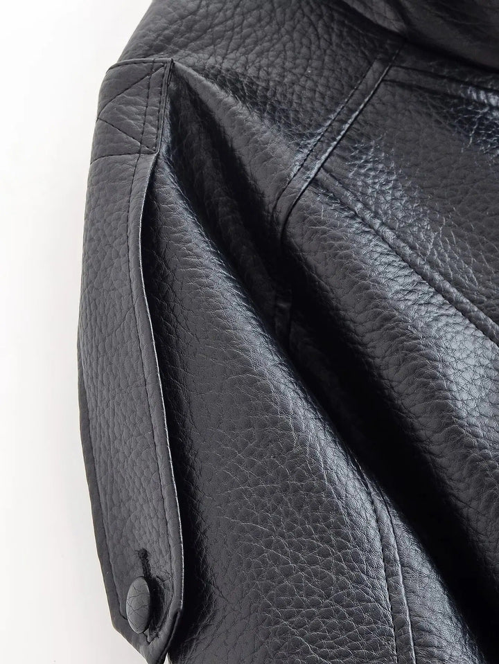 Leather Funnel Neck Jacket black image 13 