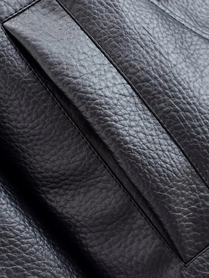 Leather Funnel Neck Jacket black image 11 