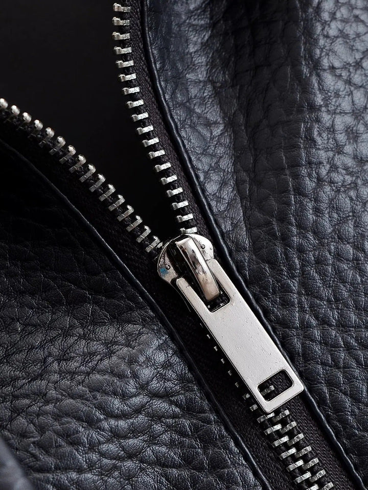 Leather Funnel Neck Jacket black image 14 