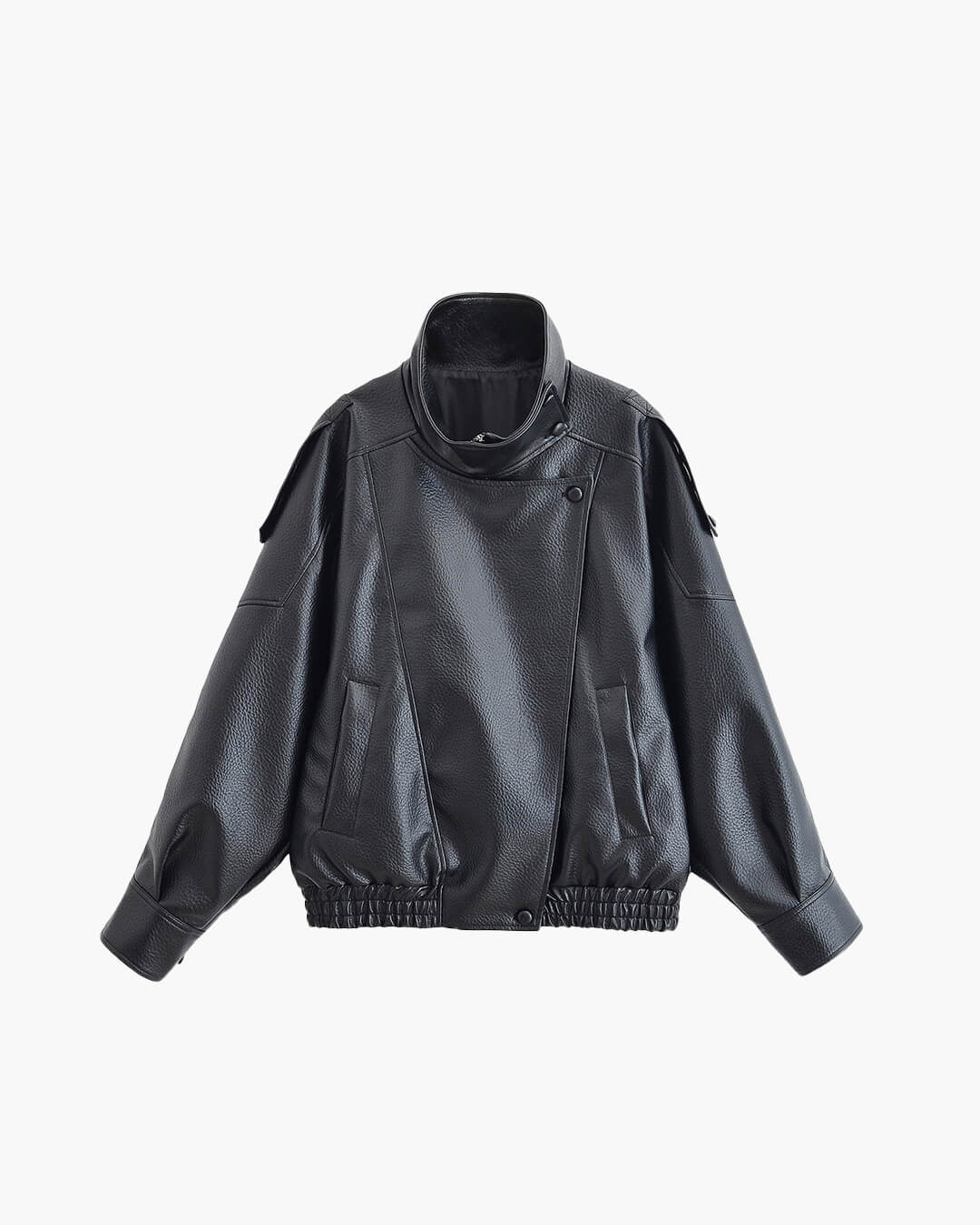Leather Funnel Neck Jacket