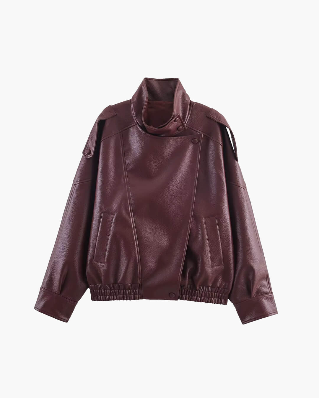 Leather Funnel Neck Jacket burgundy image 1 