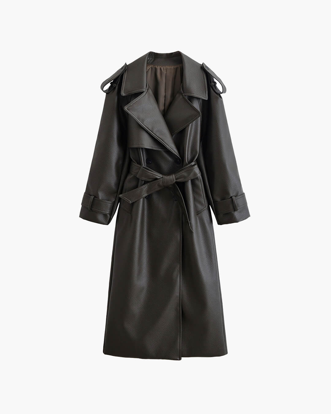 Long Leather Jacket khaki image 1 