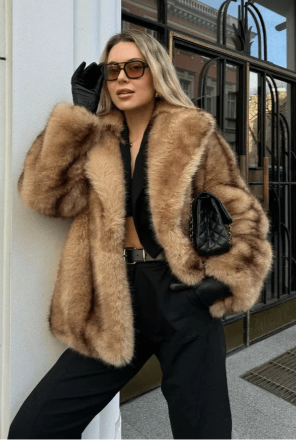 Laurentian Faux Fur Coat brown image 3 