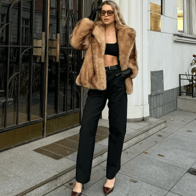 Laurentian Faux Fur Coat brown image 2 