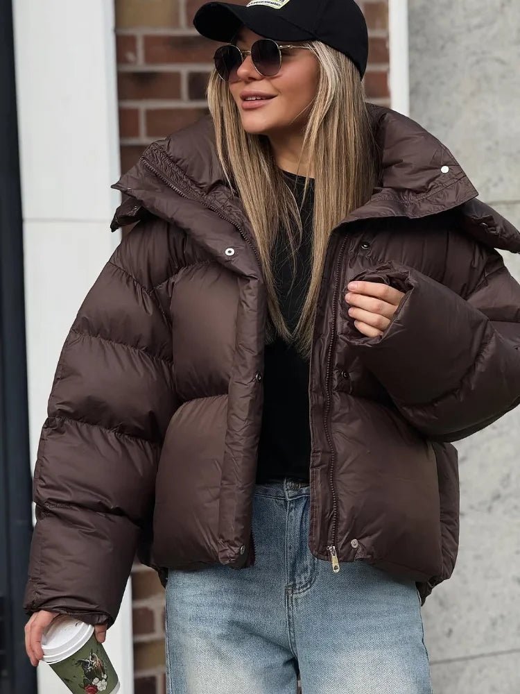 Short Hooded Puffer Jacket brown image 6 