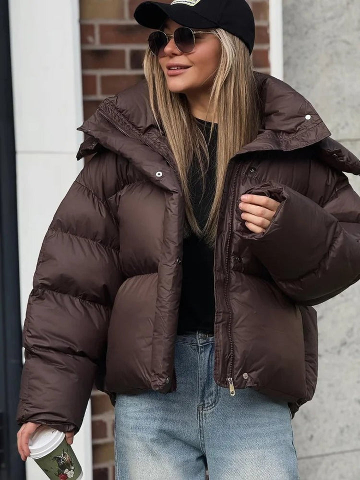 Short Hooded Puffer Jacket brown image 6 