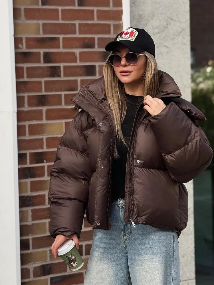 Short Hooded Puffer Jacket brown image 5 