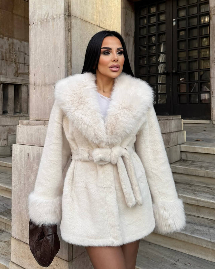 Faux Fur Trim Coat white image 3 