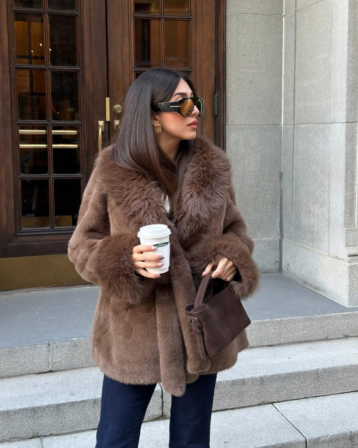 Faux Fur Trim Coat black image 2 