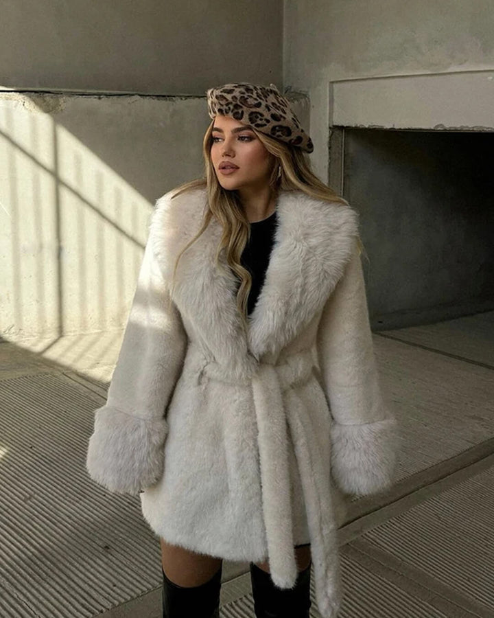 Faux Fur Trim Coat white image 4 