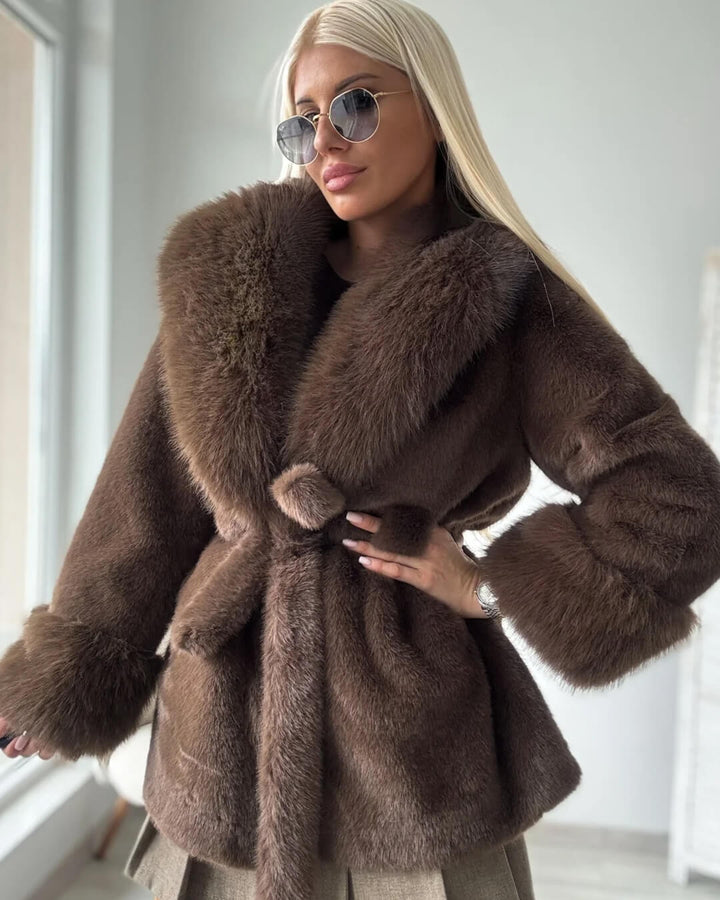 Faux Fur Trim Coat white image 2 