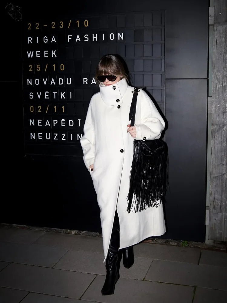 Stand Collar Long Coat offwhite image 4 