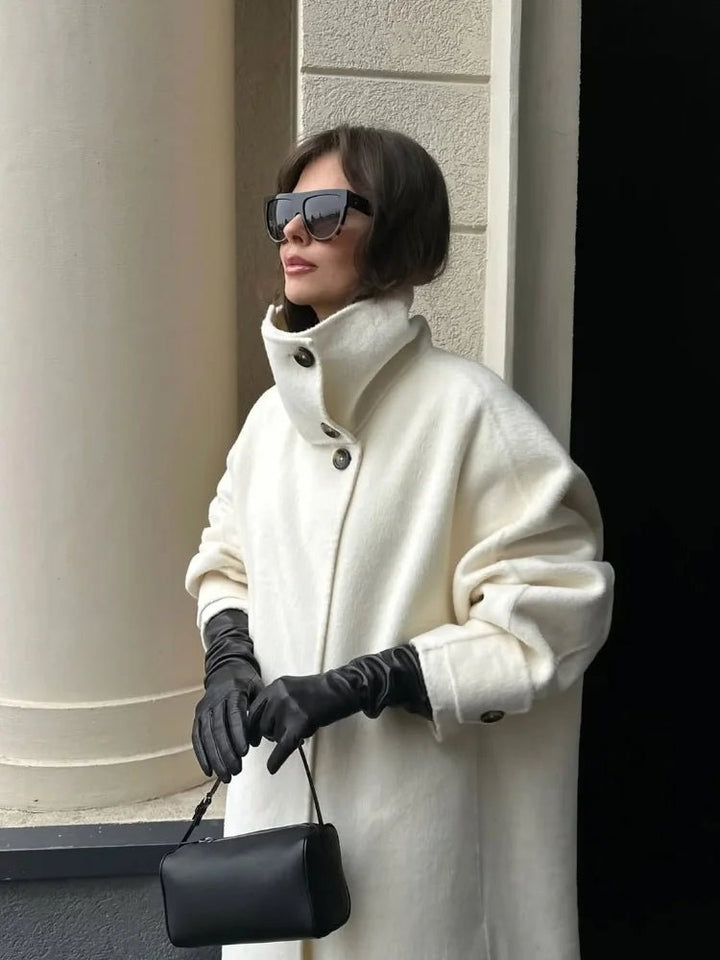 Stand Collar Long Coat offwhite image 3 