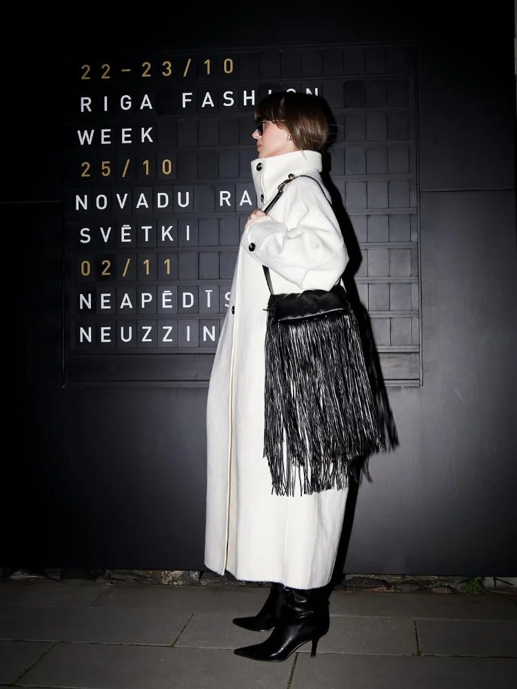 Stand Collar Long Coat offwhite image 6 