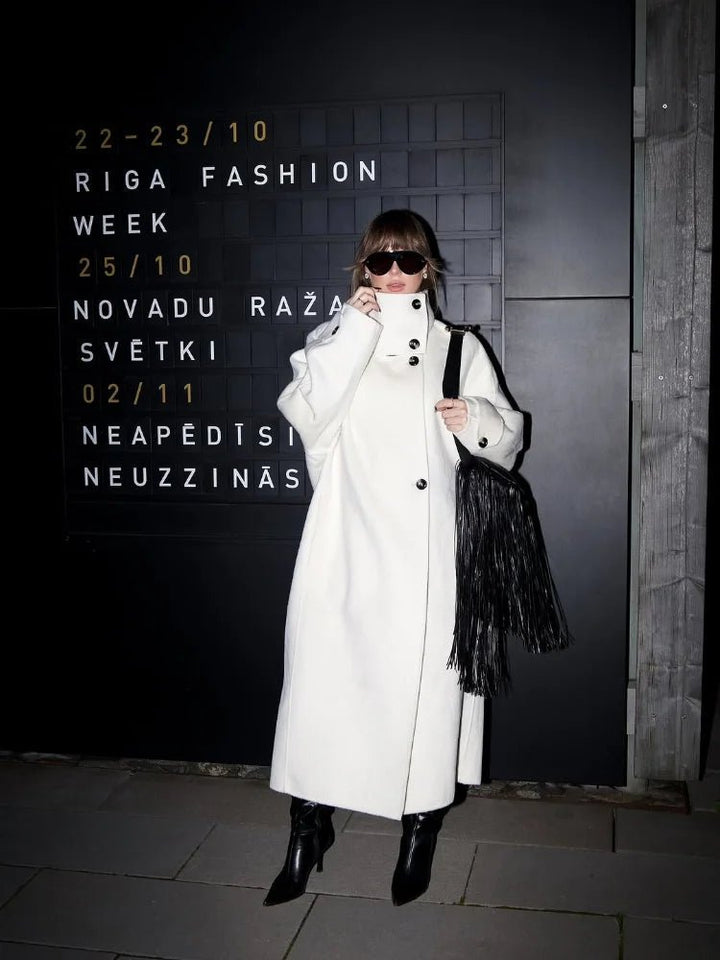 Stand Collar Long Coat offwhite image 5 