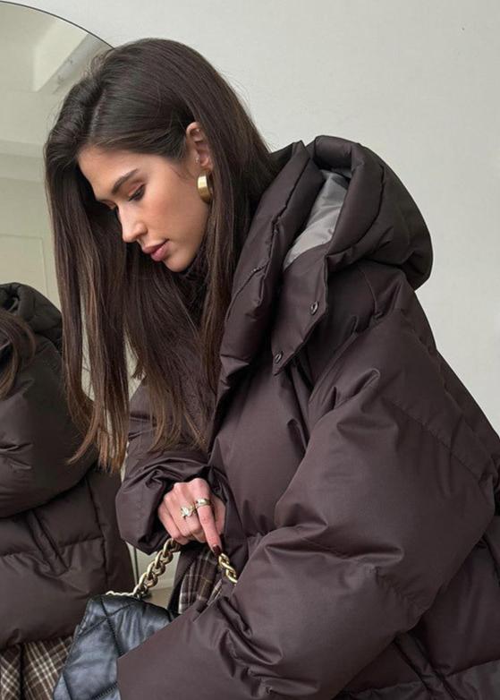 Oversized Detachable Hood Puffer Jacket dark brown image 7 