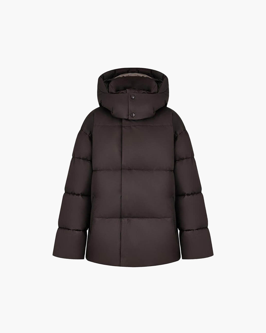 Oversized Detachable Hood Puffer Jacket dark brown image 1 