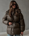 Drawstring Hooded Puffer Coat