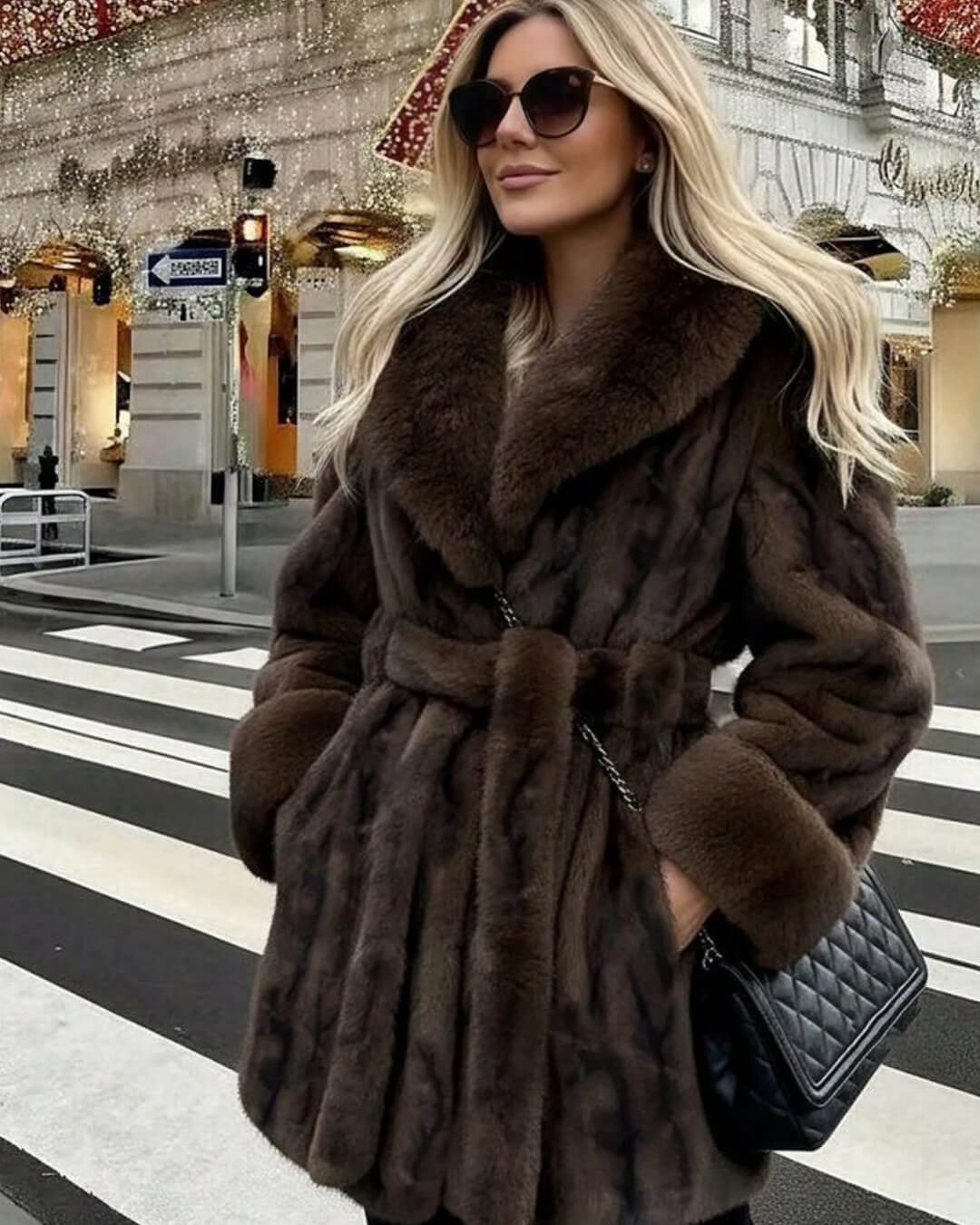 Yorkville Faux Fur Coat coffee image 1 