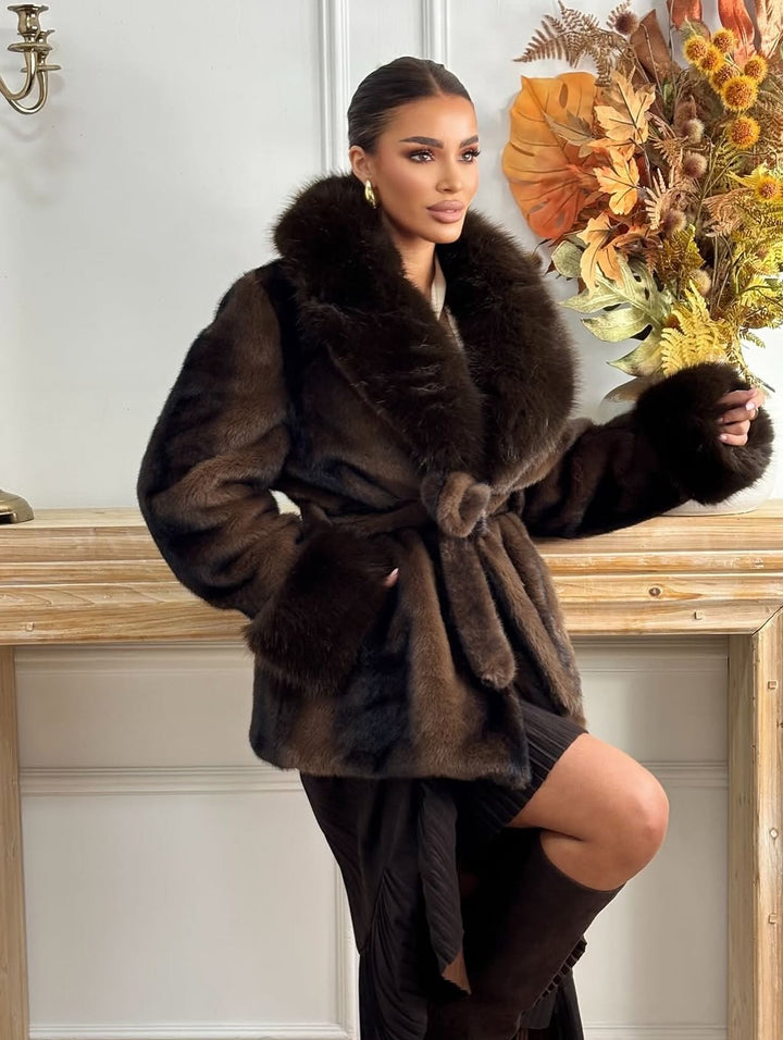 Yorkville Faux Fur Coat coffee image 4 