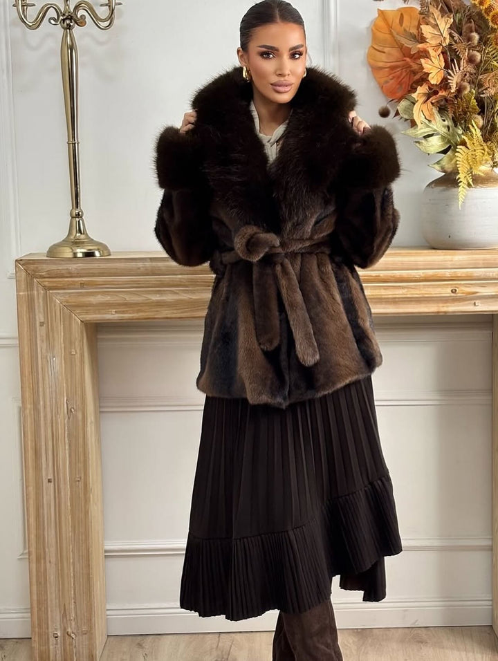 Yorkville Faux Fur Coat coffee image 3 