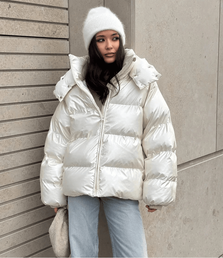 Hooded Puffer Jacket white image 2 