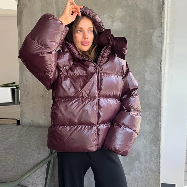 Hooded Puffer Jacket burgundy image 1 