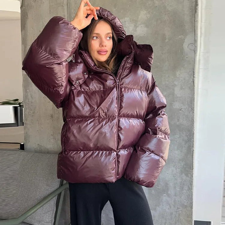 Hooded Puffer Jacket burgundy image 1 