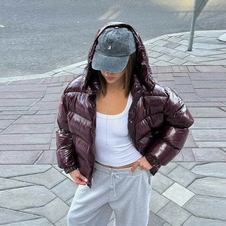 Hooded Puffer Jacket burgundy image 4 