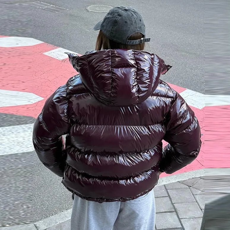 Hooded Puffer Jacket burgundy image 5 
