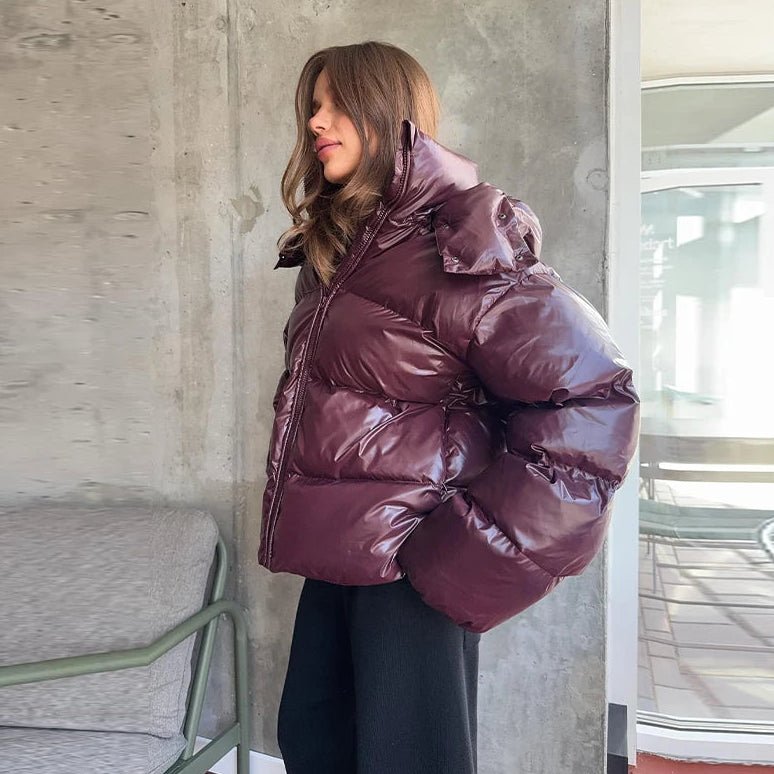 Hooded Puffer Jacket burgundy image 3 