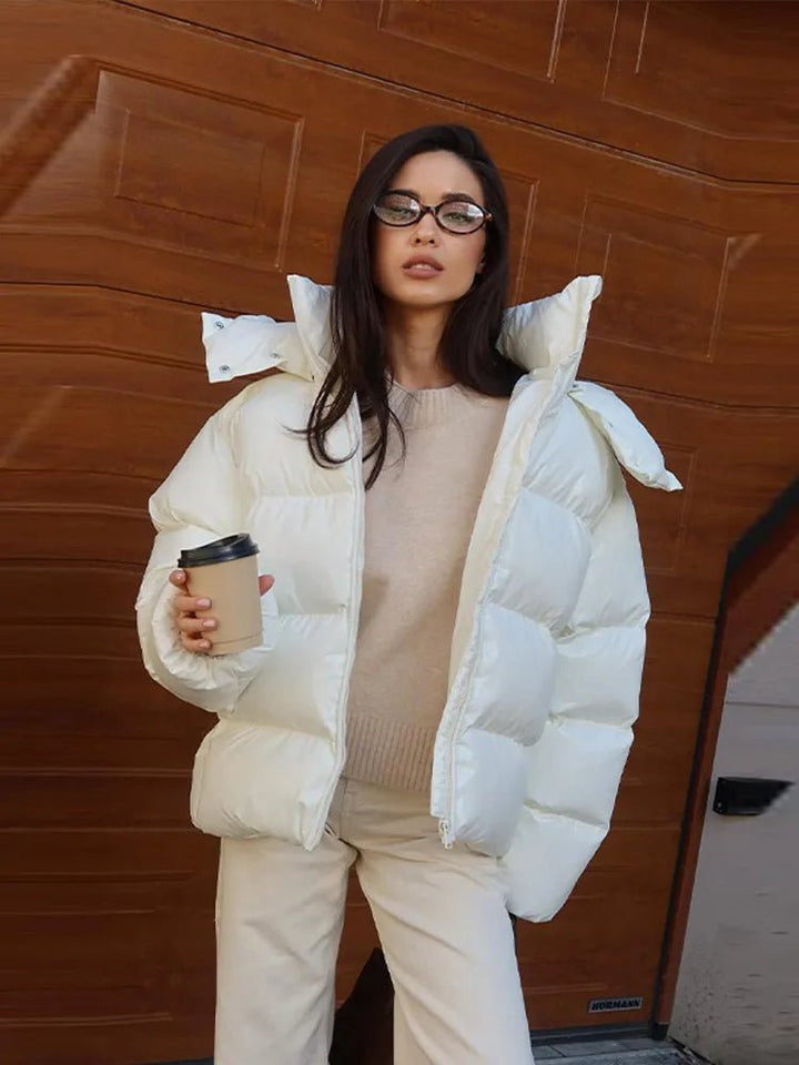 Hooded Puffer Jacket white image 3 